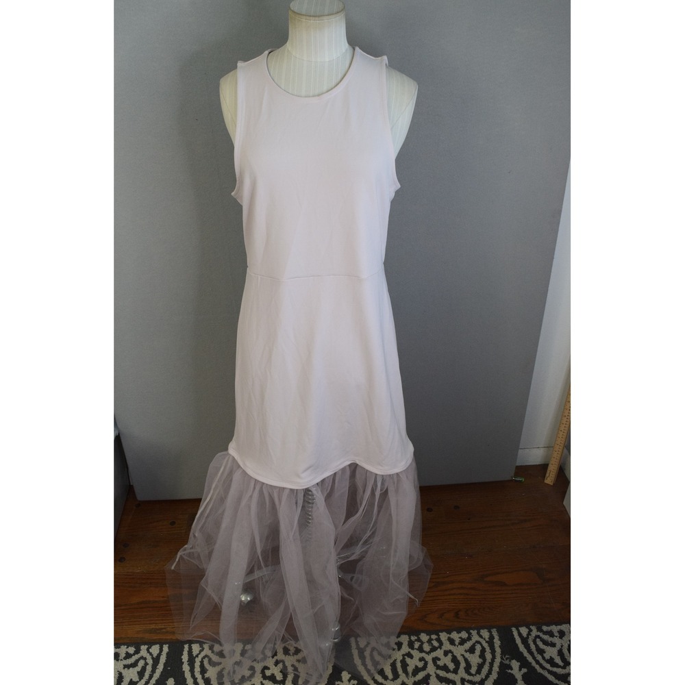 Maeve Anthropologie Midi Dress M Lavender Pink Tulle Flounce Balletcore